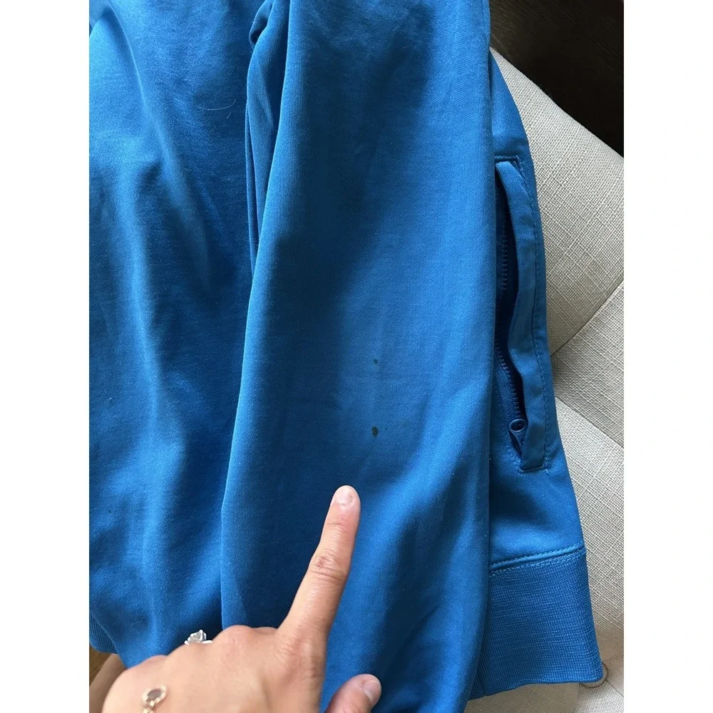 The North Face Men Large Blue Full Zip Track Stripe Athletic Outdoor gym jacket